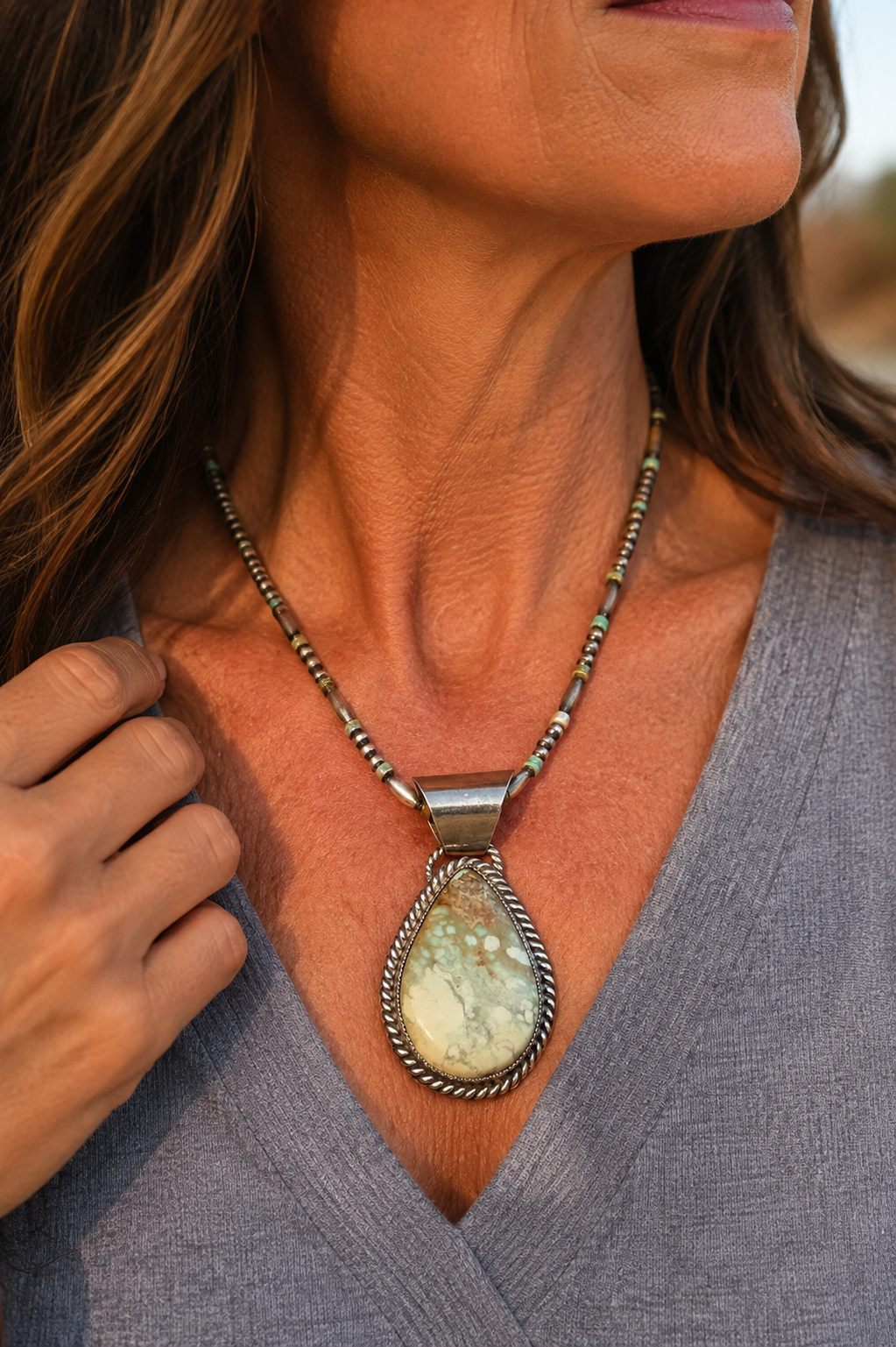 Broken Arrow Variscite Pendant