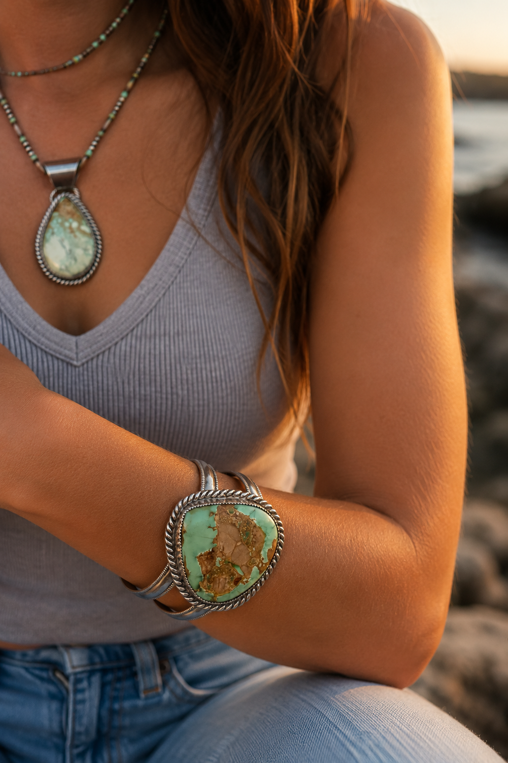 Broken Arrow Variscite Cuff Bracelet
