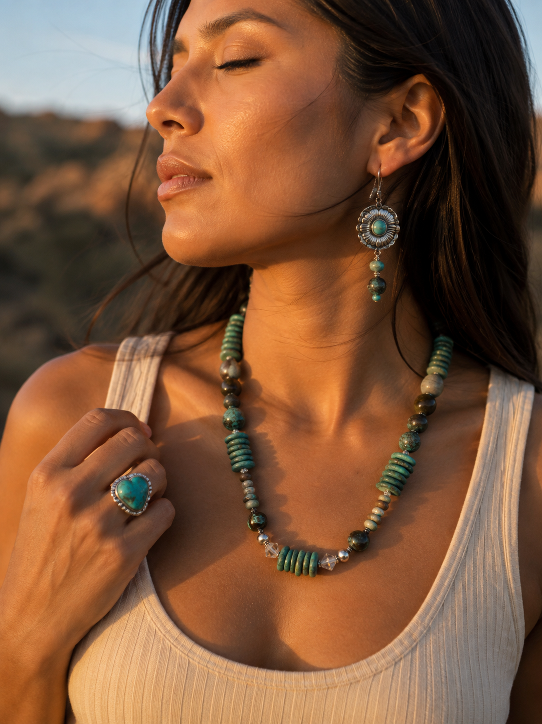 Vintage Sage Kingman Hubei Turquoise Necklace